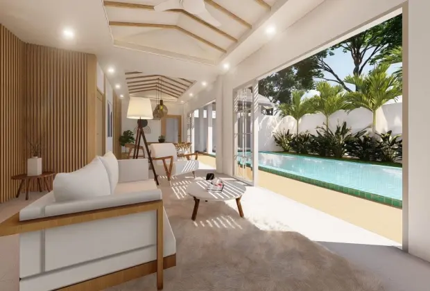 Relaxing Living Room with View to Private Pool at Sarayah Phuket Villa