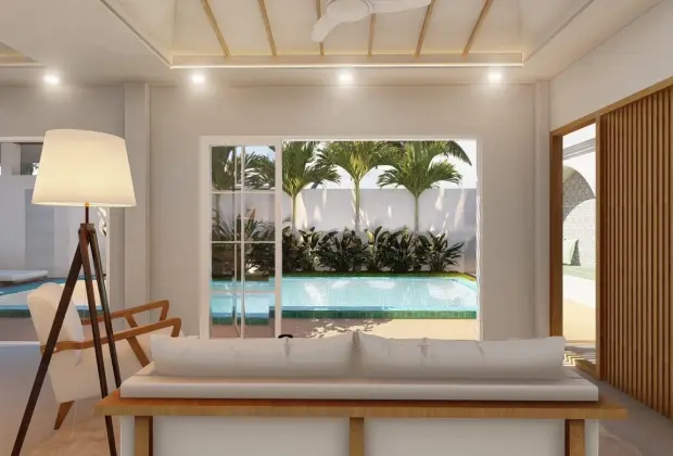 Living Room with View to Private Pool at Sarayah Phuket Villa